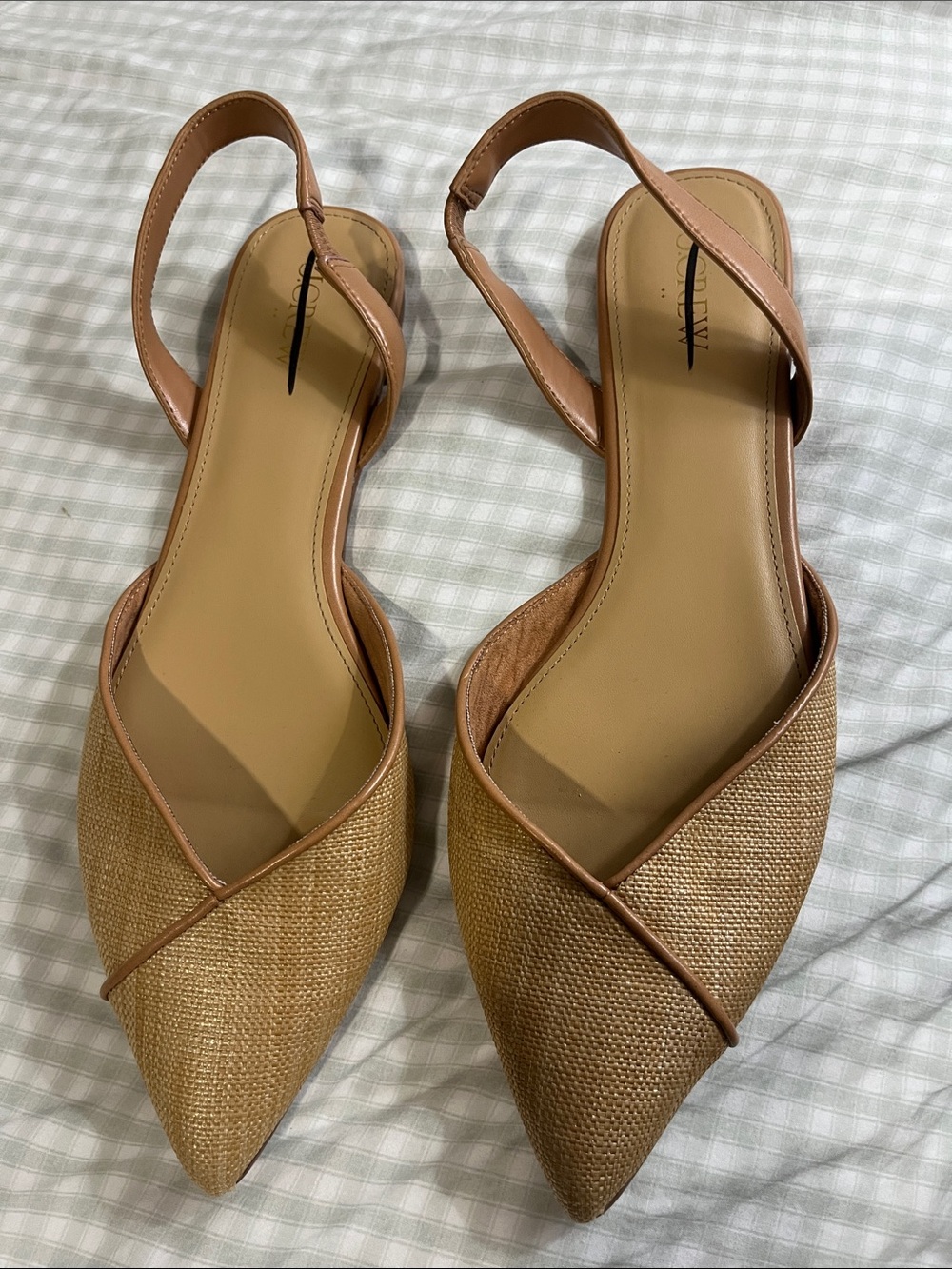NWT J. Crew Woven Slingback Flats Natural Raffia